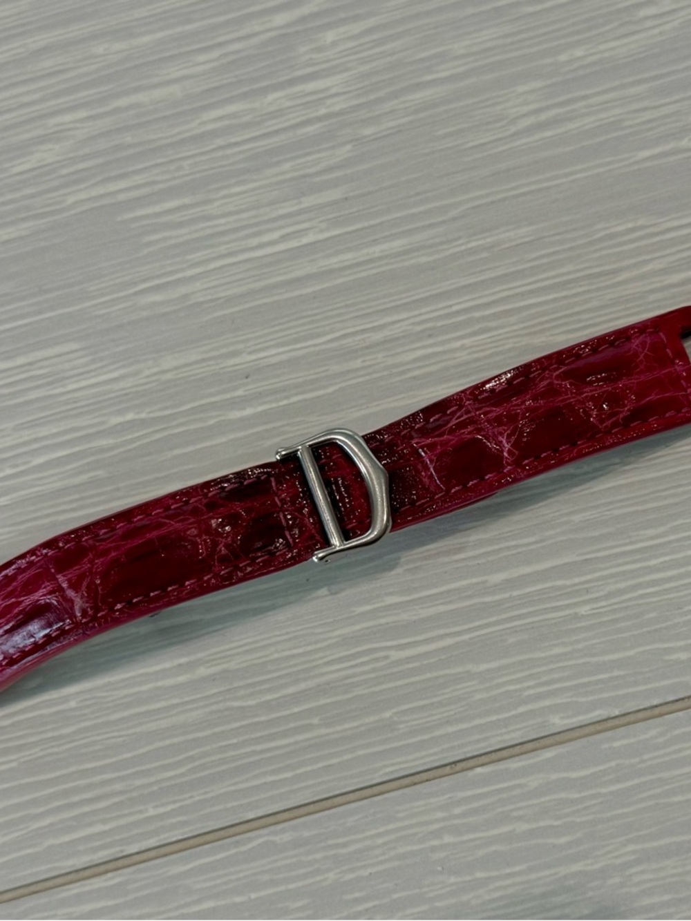 Authentic Cartier Pink Alligator Watch Strap with Stainless Steel Buckle